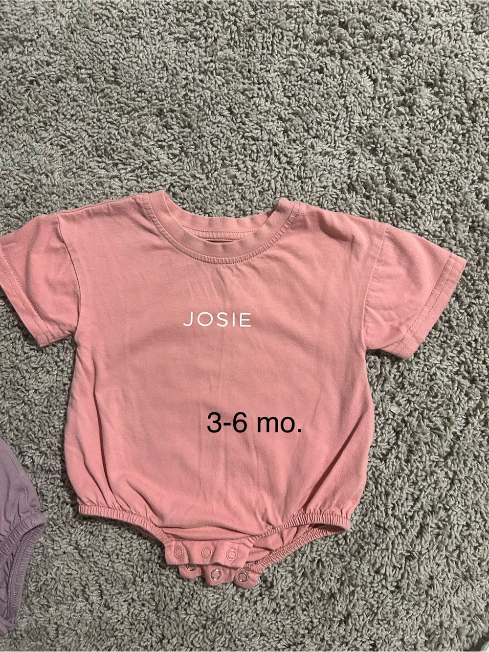 Bundle of 4 JOSIE Baby Onesies - Blue, Pink, Purple, Cream - Picture 3 of 5